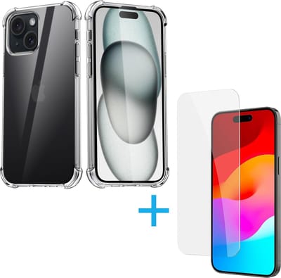 Anti Shock Silicone Hoesje Geschikt voor iPhone 16 Pro - Transparant + 3X Tempered Glass Screenprotector - ZT Accessoires