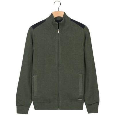Baileys Vest Cotton Cashmere Lined Cardigan Zip Structure Knit Donker Groen / male