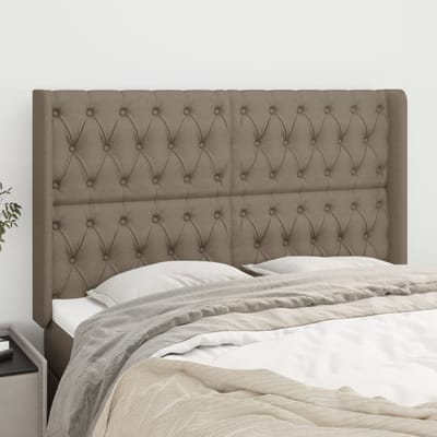 vidaXL - Hoofdbord - met - randen - 147x16x118/128 - cm - stof - taupe
