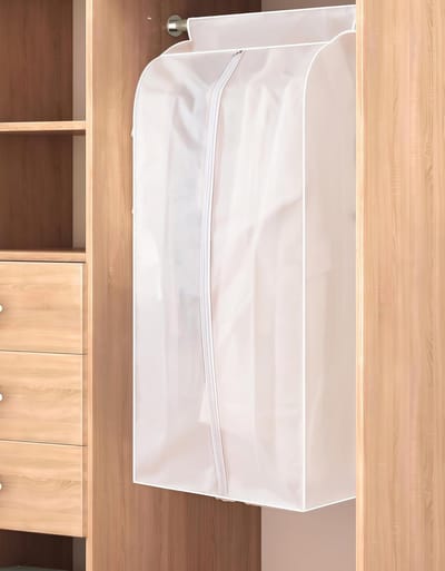 SnelShoppen - Clear Clothing Cover, Stofvrije Mothproof Opbergtas met Rits, PEVA Translucent Protector, 120x60x50 cm, Wit voor Reis en Opslag