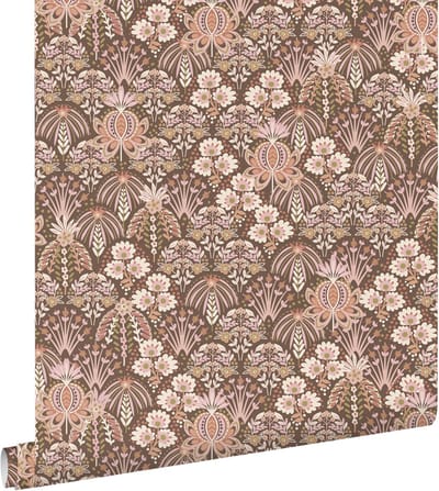 ESTAhome behang vintage bloemen in art nouveau stijl oudroze en bruin - 50 x 900 cm - 130974