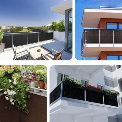 Screening mat rotan look - Privacy scherm - Terras balkon tuin - Dubbel gaas hek - 090 x 5m - Antraciet