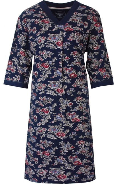 Tenderness Dames Nachthemd - Katoen - 3/4 Mouwen - Blauw - Maat 3XL