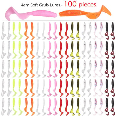100 stuks 4cm zachte kunstmatige vislokmiddelen swimbait staart larven lokken worm moggot larven lokken aas veelkleurig