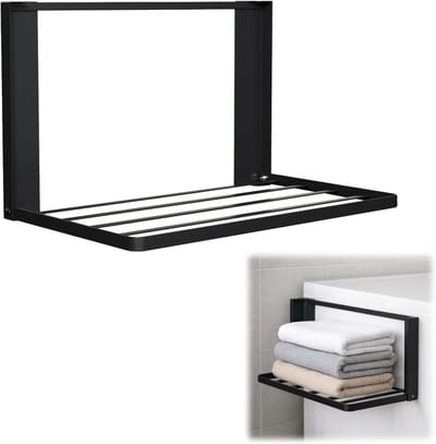 Uitbreidbaar Droogrek voor Wasmachine 40.5 x 25 cm - Magnetisch Organizer voor Handdoeken, Kleding en Vuilwas, Zwart