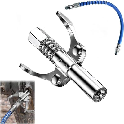 Mondstuk voor vetpistool - Vetkoppeling - Machineonderhoud - Vergrendelingsmechanisme - 30 cm slang - Wit