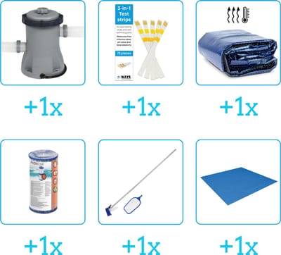 Zwembad Accessoirepakket voor Bestway Fast Set Opblaasbaar zwembad - 305x76 cm - Rond - Bestway - 57266 - 6-delig