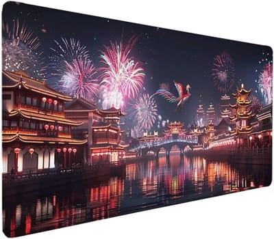 Grote Rode Gaming Muismat XXL - 900x400mm, Waterdicht, Antislip Onderzijde, Gestikte Randen voor ultiem Comfort