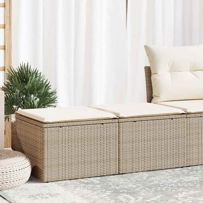vidaXL - 2-delige - Loungeset - met - kussens - poly - rattan - acacia - beige