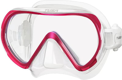 TUSA INO Duikmasker voor Volwassenen – Compact snorkelmasker met single lens en hypoallergene siliconen skirt, comfortabel en eenvoudig in gebruik – Transparant/Roze – M1011 BP