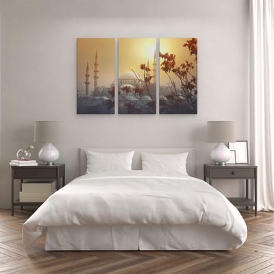 Artaza Canvas Schilderij Drieluik Suleymaniye Moskee In Istanbul - 120x80 - Foto Op Canvas - Canvas Print