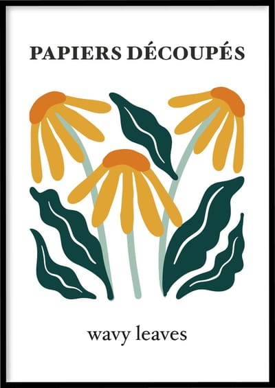 Poster Papiers découpés wavy leaves - Abstracte poster - 30x40 cm - Exclusief lijst - WALLLL