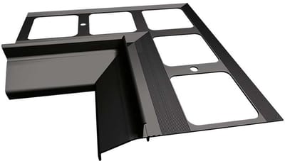 Renoplast® aluminium binnenhoek 90° voor dakrandprofiel K30 grafiet | Afwerking van terrassen en balkons | Tegelvloeren op lijmmortel | Waterafvoersystemen hoekprofiel | gepoedercoat