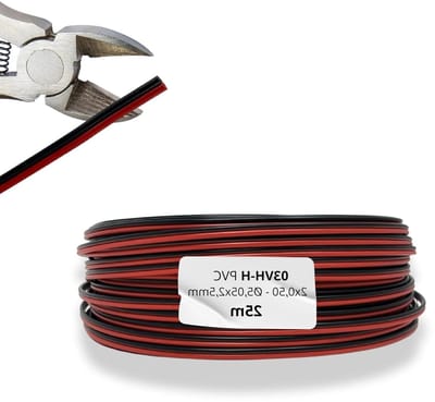 Gepolariseerde Kabel - Elektrische Leiding - Installaties Thuis - Flexibele PVC Isolatie - 25 Meter - Rood Zwart