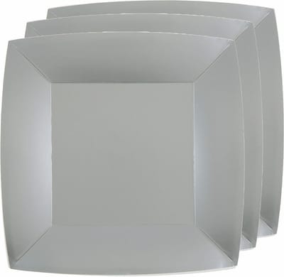 Santex Bordjes karton - 10x - vierkant - zilver - 23 x 23 cm - feestbordjes