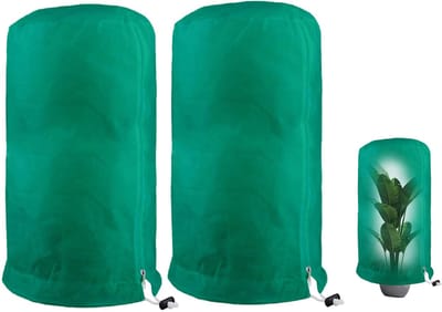 Plantenhoes Tegen Vorst - 2 Stuk - Plantenhoes - Vorstdoek - Garden Frost Fleece plantenhoes - met rits en knopen - Winterbeschermingshoes voor potplanten - Plantenvorsthoes - Vorstbeschermingsdoek - Groen