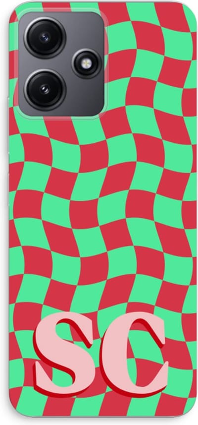 Gepersonaliseerd - Case Company® - Hoesje geschikt voor Xiaomi Redmi 12 hoesje - Grid Monogram - Soft Cover Telefoonhoesje - Bescherming aan alle Kanten en Schermrand