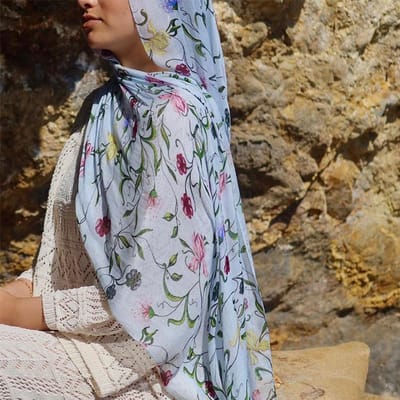Hijabs imprimé cerf bohème pour femmes Châle aquarelle Hijabs musulmans doux Coton modal Wrap léger Foulard d'automne Ramanda gray