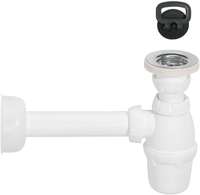 Universele Flessensifon voor Wastafel - 1 1/4 Inch met RVS Afvoerventiel
