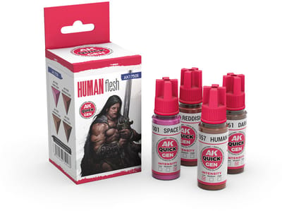 AK Interactive AK17506 Human Flesh Quick Gen Set – 4 x 18 ml Contrast Acrylverf voor Huidtinten & Figuren