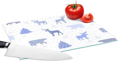 Glazen Snijplank - 28x20 - Hert - Patroon - Sneeuw - Snijplanken Glas