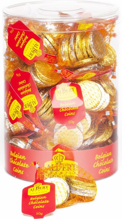 Albert Premier TUBO CHOCOLADE MUNTEN EURO GOUDSTUKKEN MEDIUM 60 x 25g