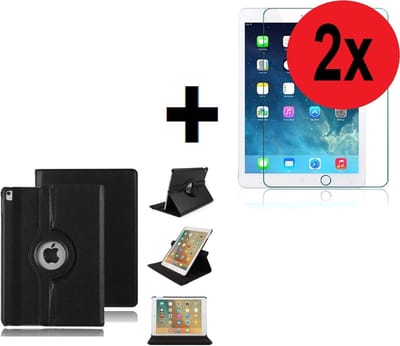 Geschikt voor iPad 2020 hoesje - iPad 2020 Screenprotector - 10.2 inch - Tablet Cover Case Zwart + 2x Screenprotector