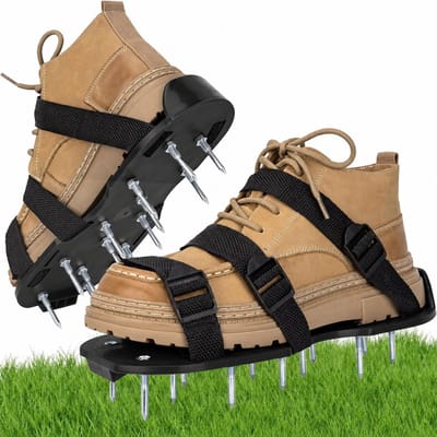 VHV Gazonbeluchtingsschoenen - Schoenen Met Spijkers Voor Gazon- En Tuinbeluchting - ééN Maat Voor Iedereen - Sandalen Met Spikes Voor Het Beluchten Van Gras In Tuin - Terras En Erf - Zwart