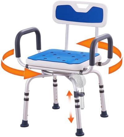 Draaibare Douchestoel - Badkamerstoel Roterend - Veilig Douchen - 360 Graden Draaibaar - 400 Lbs Capaciteit - Blauw