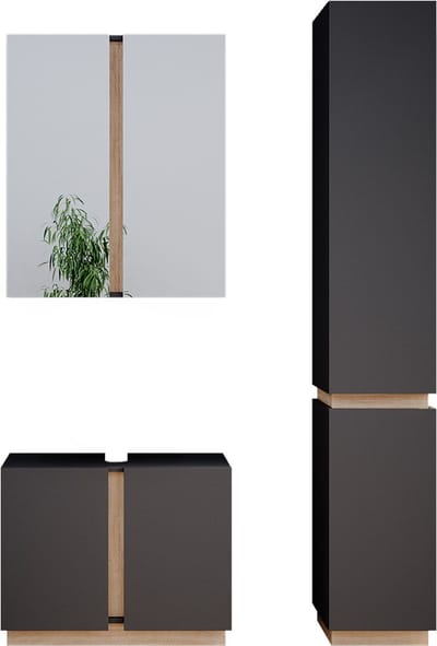 Vicco Gloria Badkamermeubelset – 3 delen, met hoge unit Antraciet