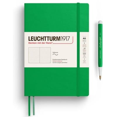 Leuchtturm1917 notitieboekje, softcover, medium a5, dotted, lenteblad groen