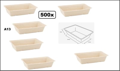 500x Bio Frietbakje A13 100% biologisch afbreekbaar - suikerriet - Patat friet frites bakje snack bak food menu