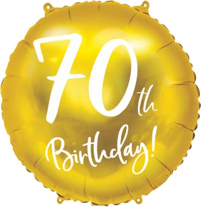 Partydeco - Folieballon 70 Birthday Goud 45 cm