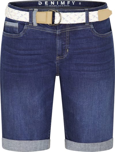 DENIMFY Dames Short Broeken DFLena regular/straight Fit Blauw Volwassenen Jeans short dames - Korte spijkerbroek dames