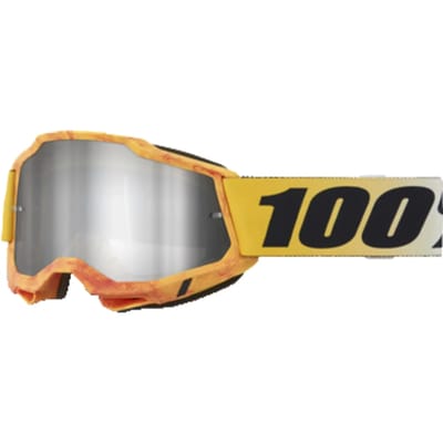 100% Accuri 2 Razza Goggles - Zwart/Geel met Zilveren Spiegelvizier