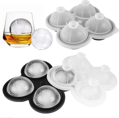 2 Stuks Grote Ronde Ijsblokjesvorm met Deksel, BPA-Vrij en Gemakkelijk Schoon te Maken, Perfect voor Whisky, Bier en Cocktails (6 cm)