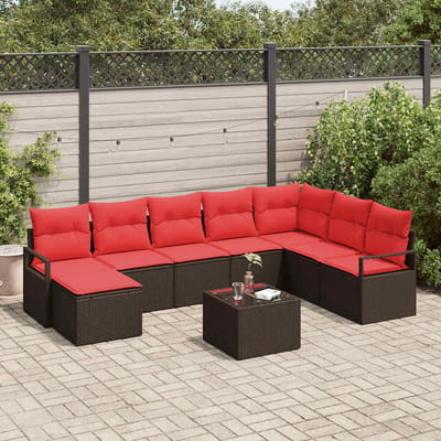 vidaXL Bankstel 9 st Bruin poly rattan