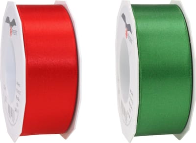Glorex hobby - Satijn cadeau sierlinten - rood en groen - 25 meter x 0.4 cm - kerst sfeer - inpakken