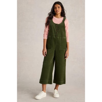 White Stuff Viola Cord Dungaree Dark Green Size: 16 PETITE | Jumpsuits Outlet | Dames | Groen