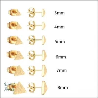 Aramat Jewels | Oorbellen | RVS Driehoek Oorbellen Diverse Kleuren 8-12mm - Geometrische Studs | Goudkleurig Sandblasted / 5mm | | | | Kinderen, Volwassenen | Verkleurd niet