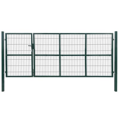 vidaXL - Poort - met - palen - 350x140 - cm - staal - groen