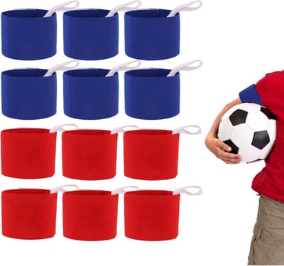 SnelShoppen - 12 stuks verstelbare teamarmbanden, kleurrijke aanvoerdersbanden voor voetbal, rugby, tennis, basketbal, nylon, 6 rode en 6 blauwe armba