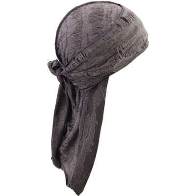 Nieuwe Heren Vintage Gescheurde Verstelbare Bandana Piratenhoed Punk Stijl Katoenen Durag Hoofdband Lange Staart Piratenpet Fiets Hoofddoek Size fits all black