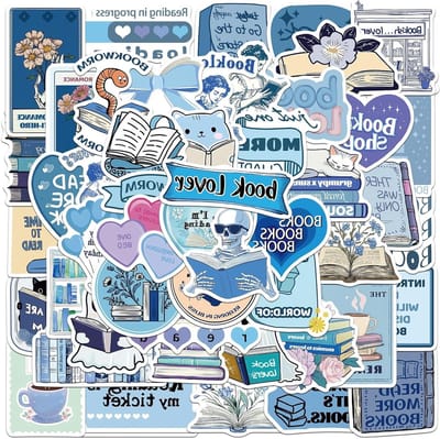 50 Stuks Waterdichte Aesthetic Boeken Stickers voor Laptop, Planner, Scrapbook en Meer