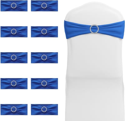 ACXIN Elastische Stoelsjerp - Strass Gesp Stoelstrik - Spandex Stoelbanden - Stoeldecoratie voor Bruiloft en Feest - 30 Stuks - Blauw