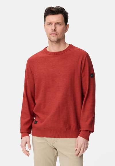 camel active Gebreide trui van puur katoen - Maat menswear-S - Rood