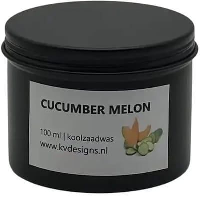 Geurkaars 100ml – Cucumber Melon – Handgemaakt van Koolzaadwas – 40 branduren – KV DESIGNS