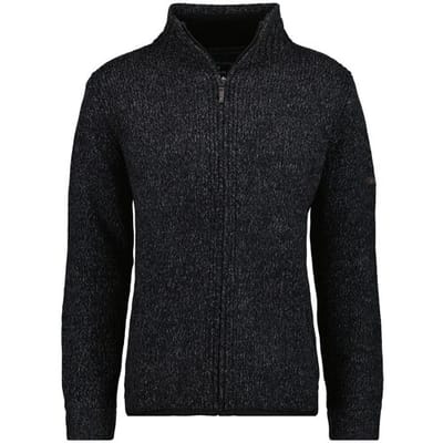 Ragman Vest Melange Cardigan Fleece Lined Duo Side Pocket Zwart / male