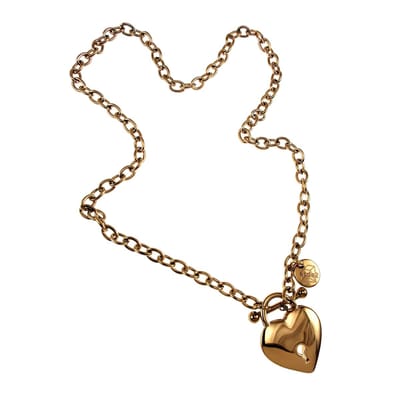 44cm Ketting Dames - Verguld RVS - Ovale Schakelketting met Hart-T-Sluiting - esde2 Ketting