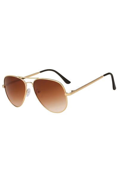 KIMU® Zonnebril Avator Heren - Goud Montuur - Bruine Glazen Gradient - Gouden Pilotenbril Seventies Vintage Retro Piloot Model Festival